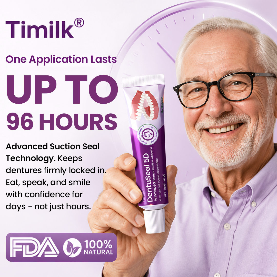 Timilk® DentuSeal 5D Advanced Denture Cushion Adhesive 🦷 Up to 5 Days of Flexible Cushion Hold